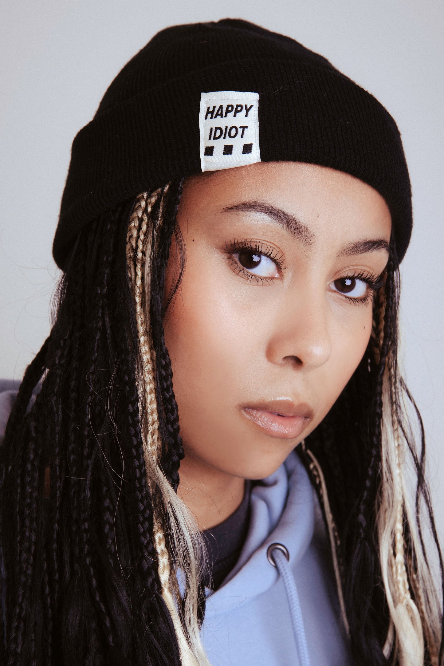 Black beanie female model